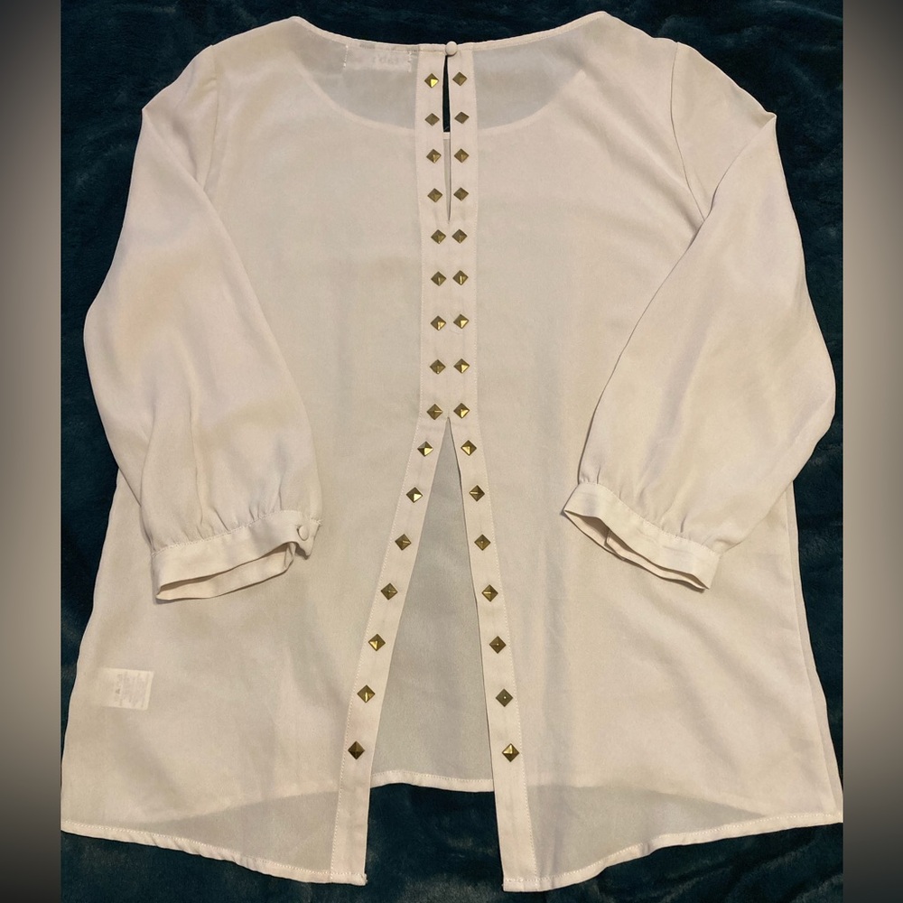 Fab’rik Studded Split Back Sheer Edgy Grunge Blousy 2000s Going-Out Top